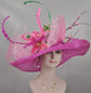 Fuchsia Sinamay Kentucky Derby Hat: Hot Pink Floral Tea Party Hat