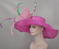Fuchsia Sinamay Kentucky Derby Hat: Hot Pink Floral Tea Party Hat