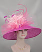 Kentucky Derby Hat: Hot Pink Feather Flower Sinamay Church Hat