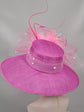 Kentucky Derby Hat: Hot Pink Feather Flower Sinamay Church Hat