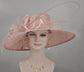 Blush Pink Sinamay Derby Hat: Wide Brim Wedding Ascot Race Day