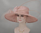 Blush Pink Sinamay Derby Hat: Wide Brim Wedding Ascot Race Day