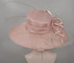 Blush Pink Sinamay Derby Hat: Wide Brim Wedding Ascot Race Day