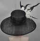 Church Kentucky Derby Hat Carriage Tea Party Wedding Wide Brim  Royal Sinamay Hat Black