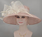Church Kentucky Derby Hat Carriage Tea Party Wedding  With Jumbo Feather Flower and Bows Blush Pink w Ivory