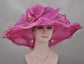 Violet Organza Derby Hat: Big Bow Flower, 7" Brim