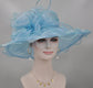 Blue Organza Derby Hat: Medium Brim Wedding Church Hat