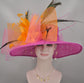 Amazing Wide Brim Sinamay Hat Church Kentucky Derby Hat Carriage Tea Party Wedding  Feather Flower Peacock Feathers and Pheasant Feathers