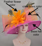 Wide Brim Sinamay Kentucky Derby Hat: Feather Flower, Peacock & Pheasant Feathers