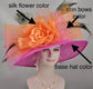 Wide Brim Sinamay Derby Hat: Silk Flower, Peacock & Pheasant Feathers