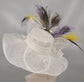 Wide Brim Sinamay Derby Hat: Lily, Silk Flower & Peacock Feathers