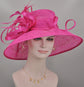 Fuchsia Sinamay Kentucky Derby Hat: Wide Brim Feather Ascot Hat