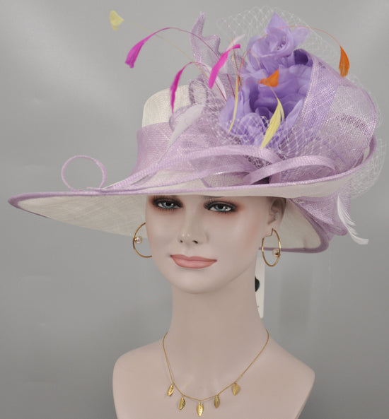 Lavender Feather Sinamay Derby Hat: Kentucky Derby, Tea Party