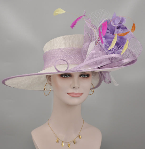 Lavender Feather Sinamay Derby Hat: Kentucky Derby, Tea Party