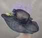 Navy Blue w Violet Purple Lily Flower + More Colors Options Feather Flower Wide Brim Sinamay Hat Kentucky Derby Hat, Church  Wedding Easter