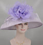 Lilac +Lavender Silk Flower ( More Color Options )Wide Brim Sinamay Hat Church Kentucky Derby Hat Carriage Tea Party Wedding Ostrich Feather