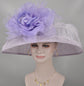 Lilac +Lavender Silk Flower ( More Color Options )Wide Brim Sinamay Hat Church Kentucky Derby Hat Carriage Tea Party Wedding Ostrich Feather