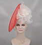Red Sinamay Kentucky Derby Hat: White Silk Flower Fascinator (16.14" Diameter)