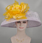 Lilac Sinamay Kentucky Derby Hat: Yellow Silk Flower, Ostrich Feather