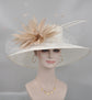 Wide Brim Sinamay Derby Hat: Feather Flower Wedding Ascot Hat