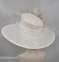 Wide Brim Sinamay Derby Hat: Feather Flower Wedding Ascot Hat