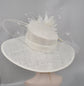 Wide Brim Sinamay Derby Hat: Feather Flower Wedding Ascot Hat