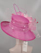 Hot Pink W Pink Feather Flower Wide Brim Kentucky Derby Hat,Ascot Hat for Wedding & Tea Party, Garden Party Hat, Mother of the Bride, Church