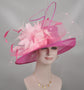 Church Kentucky Derby Hat Carriage Tea Party Wedding  Feather Flowers  Jumbo Bows and Ostrich  Quills Hot Pink W Pink