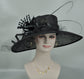 Black Sinamay Wide Brim Derby Hat: Feather Flower Ascot Race Day Hat