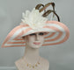 Blush Pink Sinamay Kentucky Derby Hat: Feather Flower Tea Party Hat