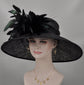 Church Kentucky Derby HatCarriage Tea Party Wedding Wide Brim  Royal Sinamay Hat Black