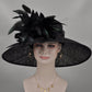 Church Kentucky Derby HatCarriage Tea Party Wedding Wide Brim  Royal Sinamay Hat Black