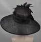 Church Kentucky Derby HatCarriage Tea Party Wedding Wide Brim  Royal Sinamay Hat Black
