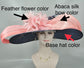 Navy Feather Flower Derby Hat: Silk Abaca Bow Ascot Hat