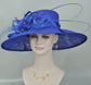 Royal Blue Sinamay Wide Brim Hat: Kentucky Derby Church Wedding