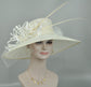 Off White Sinamay Kentucky Derby Hat: Wide Brim Wedding Ascot Hat
