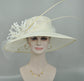 Off White Sinamay Kentucky Derby Hat: Wide Brim Wedding Ascot Hat