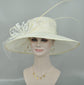 Ivory Wide Brim Sinamay Hat: Kentucky Derby Church Wedding