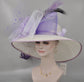 Wide Brim Sinamay Kentucky Derby Hat: Lavender Lilac Feather Flower