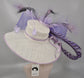 Wide Brim Sinamay Kentucky Derby Hat: Lavender Lilac Feather Flower
