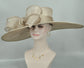 Taupe Kentucky Derby Hat: Wide Brim Sinamay Bow Ascot Hat