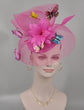 Kentucky Derby Fascinator Hat: Hot Pink Floral Organza, Butterflies