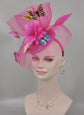 Kentucky Derby Fascinator Hat: Hot Pink Floral Organza, Butterflies