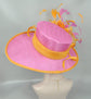 Sinamay Kentucky Derby Hat: Hot Pink & Orange Wide Brim Ascot Hat
