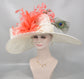 Wide Brim Kentucky Derby Hat: Ivory, Taupe, Peacock Feather