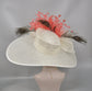 Wide Brim Kentucky Derby Hat: Ivory, Taupe, Peacock Feather