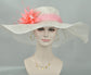 Wide Brim Sinamay Kentucky Derby Hat: White Feathered Tea Party Wedding