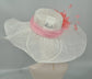 Wide Brim Sinamay Kentucky Derby Hat: White Feathered Tea Party Wedding