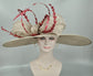 Taupe Sinamay Kentucky Derby Hat: Feathered Ascot Wedding Party Hat