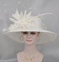Wide Brim Sinamay Derby Hat: Feather Flower Wedding Ascot Hat